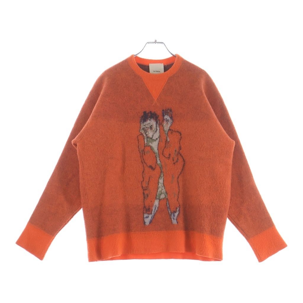 Kota Gushiken (コウタグシケン) 23AW Portrait of Schiele with Raised Arms ポートレートオブシーレウィズレイズドアーム クルーネックニット セーター オレンジ