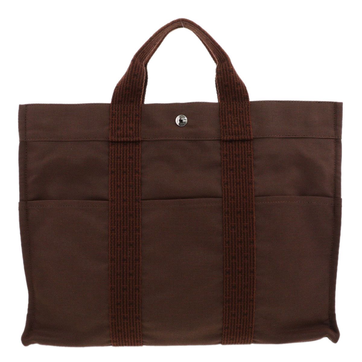 HERMES エルメス エールライン トートMM トートバッグ 100951M レディース イカットナイロンキャンバス ブラウン 中古