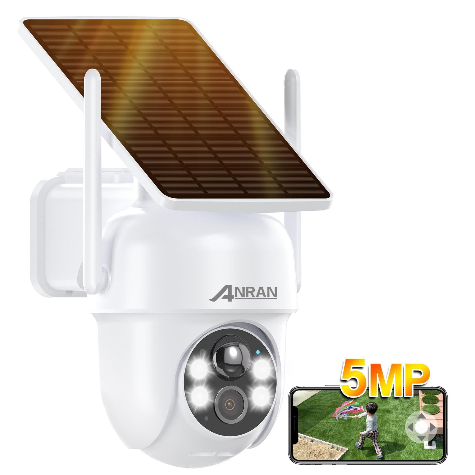 【新品】【2026年最新ソーラー一体型】 ANRAN 防犯カメラ 屋外 ソーラー高効率太陽光充電・500万 360° 全方位監視PTZカメラ・監視カメラ 屋外 Bluetoothペアリング・ワイヤレスカメラ電源不要 工事不要/夜間カラー/PI b3259c33