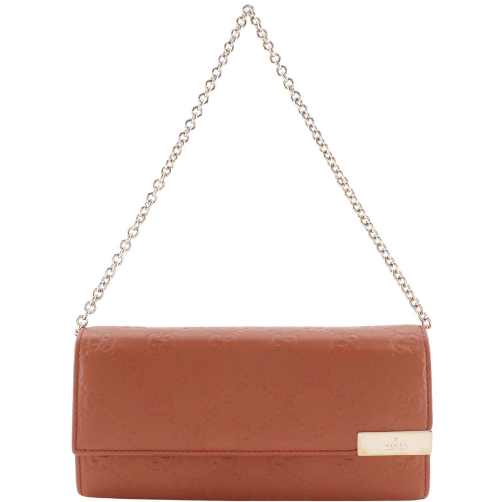 【GUCCI】グッチ GGエンボス 269541 レザー オレンジ レディース チェーンウォレット