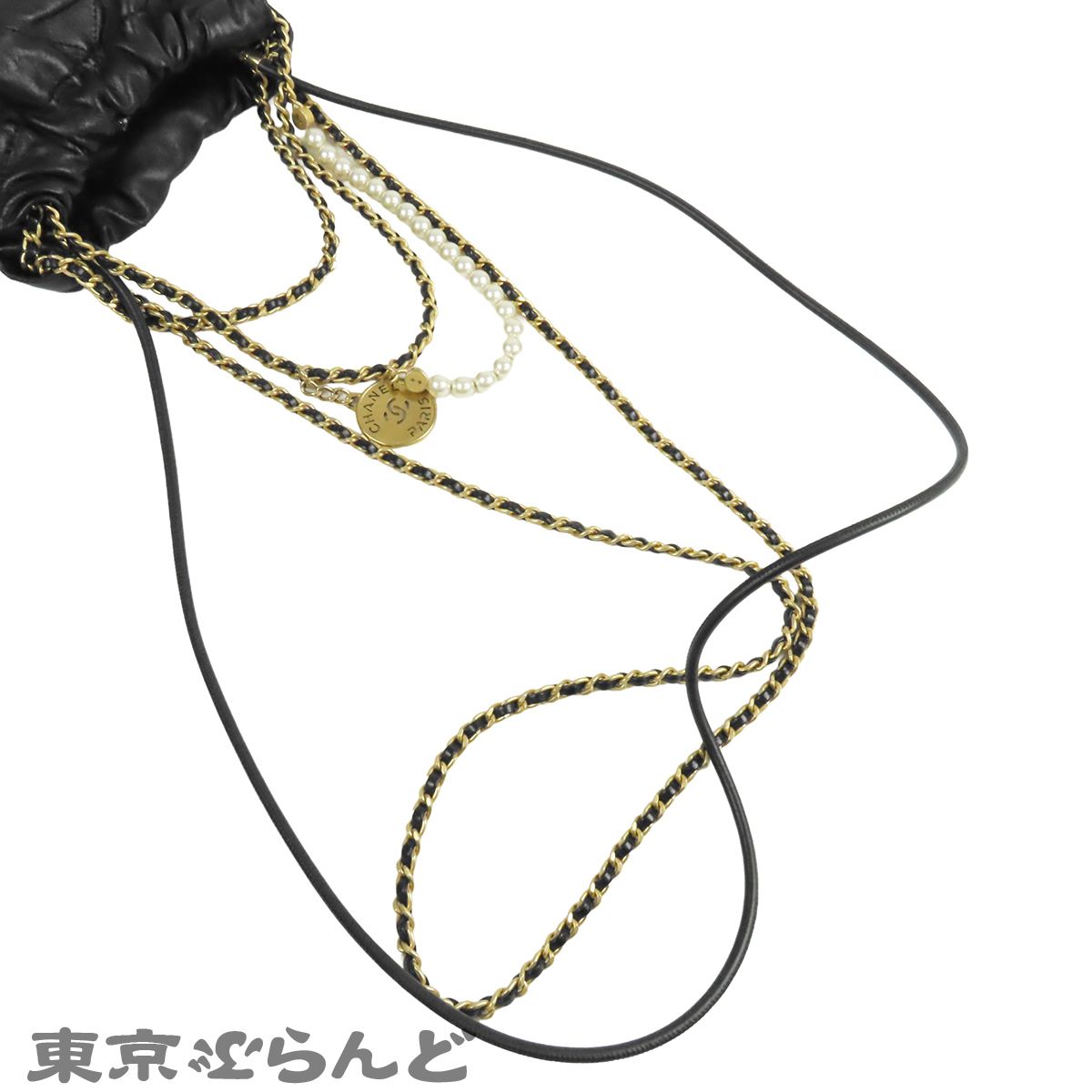 シャネル CHANEL シャネル22 AS3980 ブラック 黒 シャイニーカーフスキン ミニバッグ2WAYハンドバッグ パールチェーン ショルダーバッグ レディース サンプル品 101853295