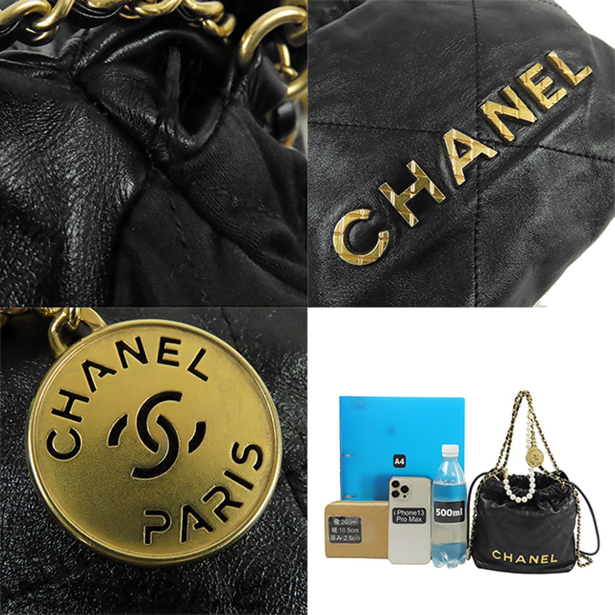 シャネル CHANEL シャネル22 AS3980 ブラック 黒 シャイニーカーフスキン ミニバッグ2WAYハンドバッグ パールチェーン ショルダーバッグ レディース サンプル品 101853295