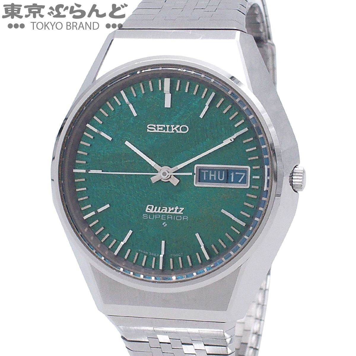 セイコー SEIKO スーペリア デイデイト モルフォ蝶ダイヤル 3883-7000 グリーン SS 腕時計 メンズ 電池式 希少 レア 電池交換済 101872146