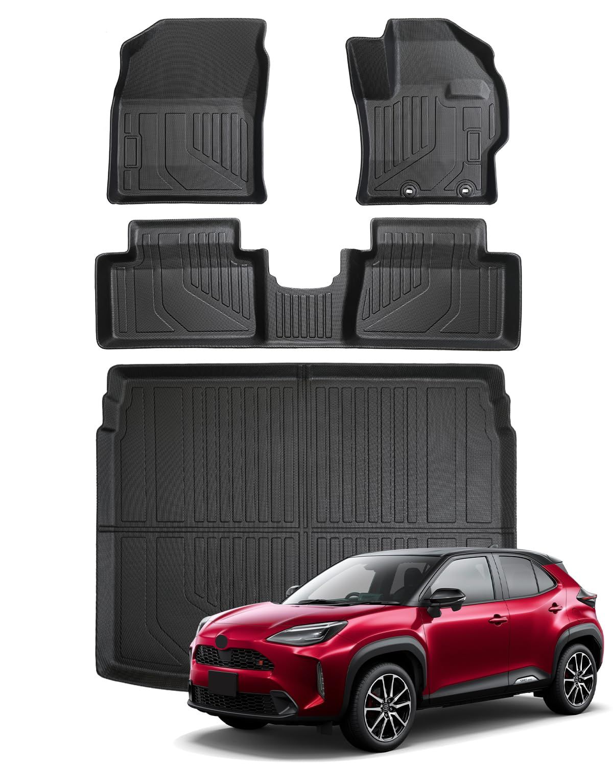 R◆トヨタ ヤリスクロス フロアマット+ラゲッジマット フルセット YARIS CROSS 2020年8月-現行 3D立体フロアマット 防水 トランクマット 防汚れ TPE 消臭抗菌 車種専用設計 カスタムパーツ 車種専用設計 取付簡単 カー用品 4PCS