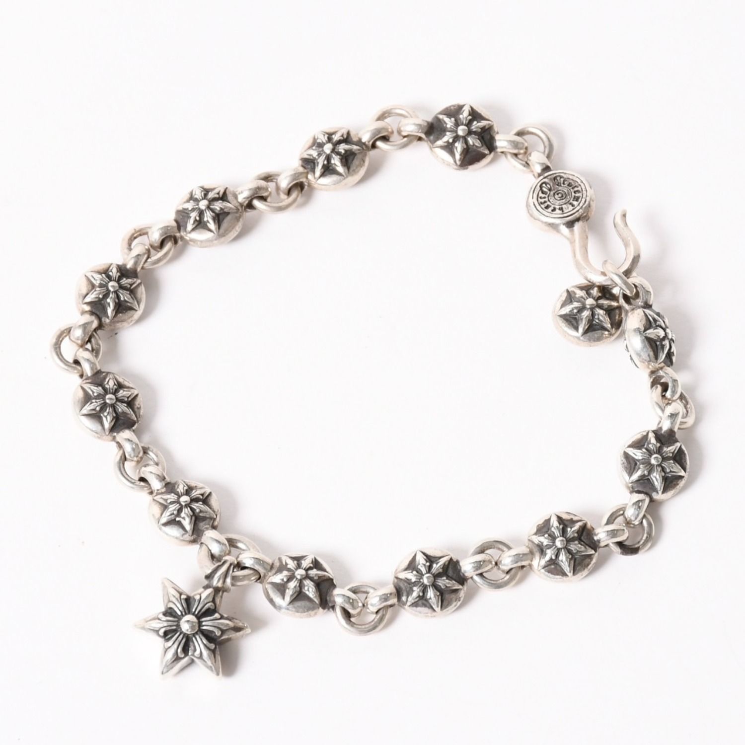 極美品 CHROME HEARTS クロムハーツ #1 スターボール ブレスレット 重量約53.1g 1991/.925刻印 12LINK 中古 4a004089
