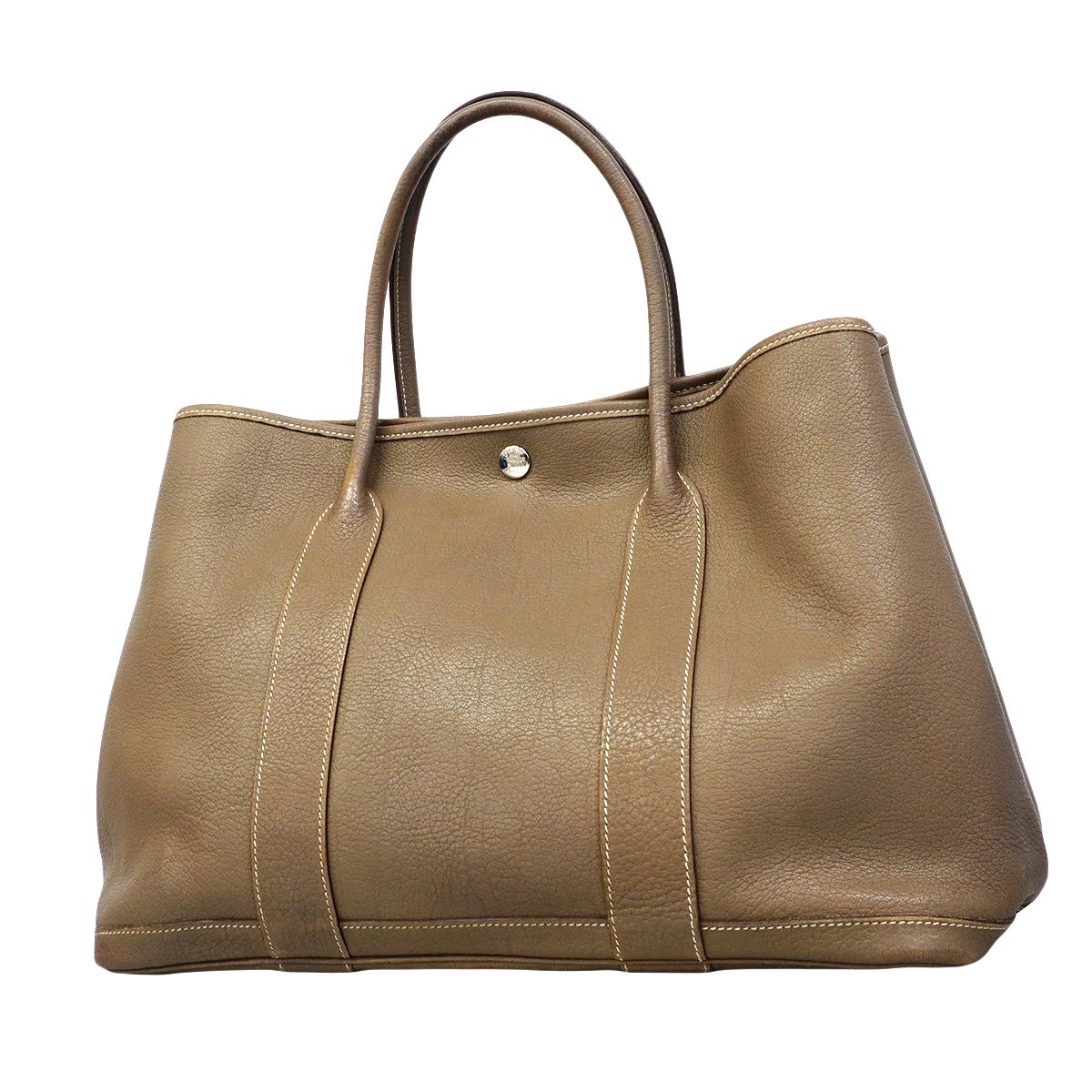 【6fa1938】エルメス トートバッグ ガーデンパーティPM ネゴンダ エトゥープ シルバー金具 □K刻印【中古】レディース