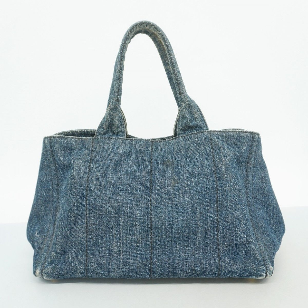 6fb2323】プラダ トートバッグ カナパ デニム ネイビー ゴールド金具