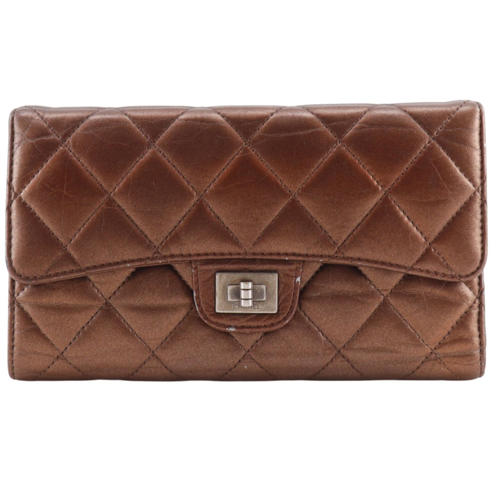 【CHANEL】シャネル 2.55 マトラッセ カーフ ブロンズ レディース 長財布