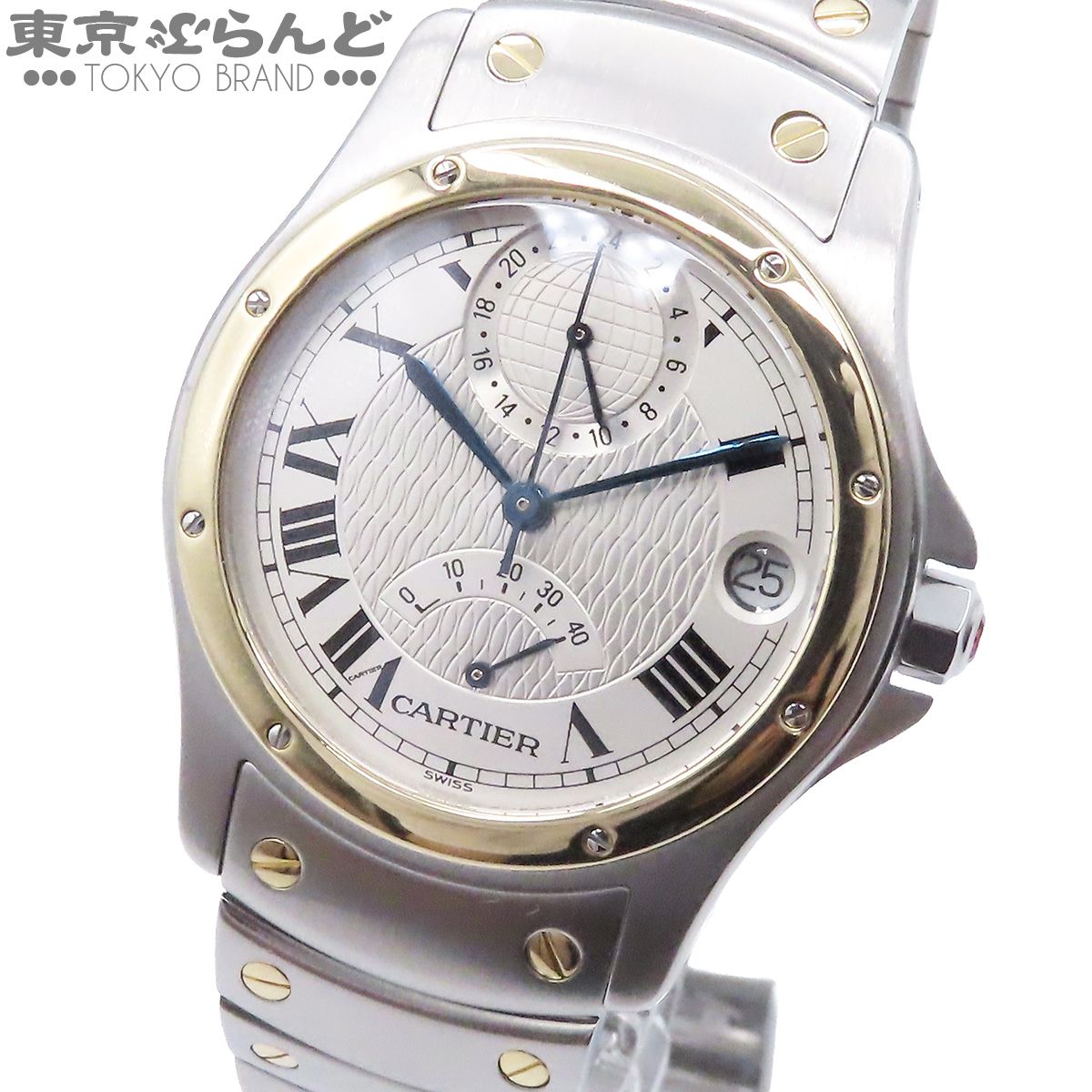 カルティエ CARTIER サントス ロンド GMT W20038R3 シルバー ステンレススチール K18YG 150周年記念 1847本限定 腕時計 メンズ 自動巻 仕上済 101858767
