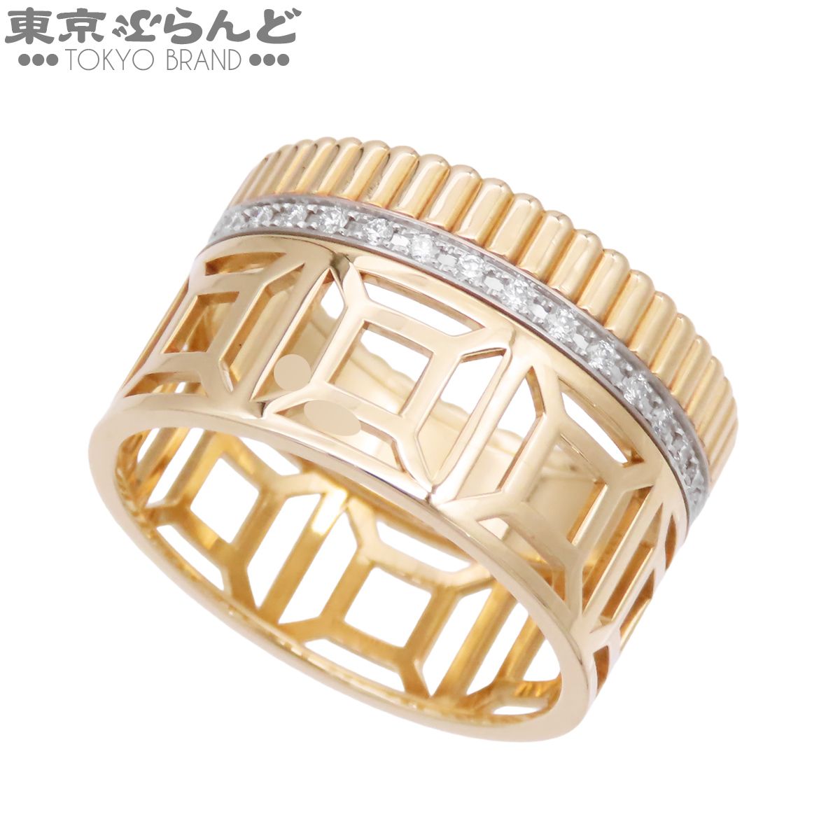 ブシュロン Boucheron キャトル ラディアント オープンワーク リング イエローゴールドxホワイトゴールド K18YG K18WG ダイヤモンド 17.5号相当 58 リング・指輪 メンズ 仕上済 101875416