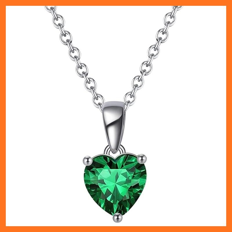 【新品】 Bellitia Jewelry 誕生石 ハート ネックレス 可愛い ジルコニア ペンダント エメラルド 5月 シルバー925 女性 46cm