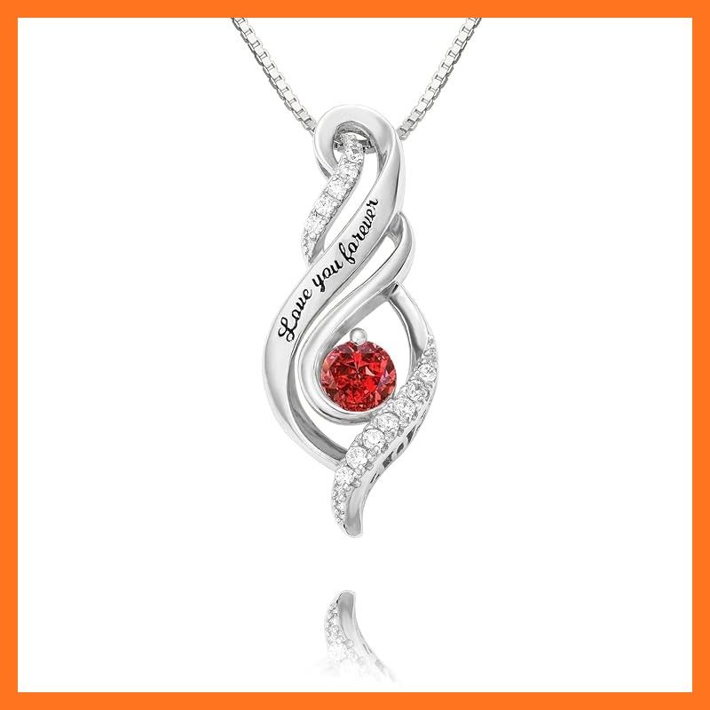 【新品】 [BYFDIY] ネックレス レディース 人気 誕生石ネックレス ピンクゴールド ペンダント金属アレルギー対応 Love You Forever ジュエリー 人気 ギフト 誕生日 記念日 1月 ガーネット