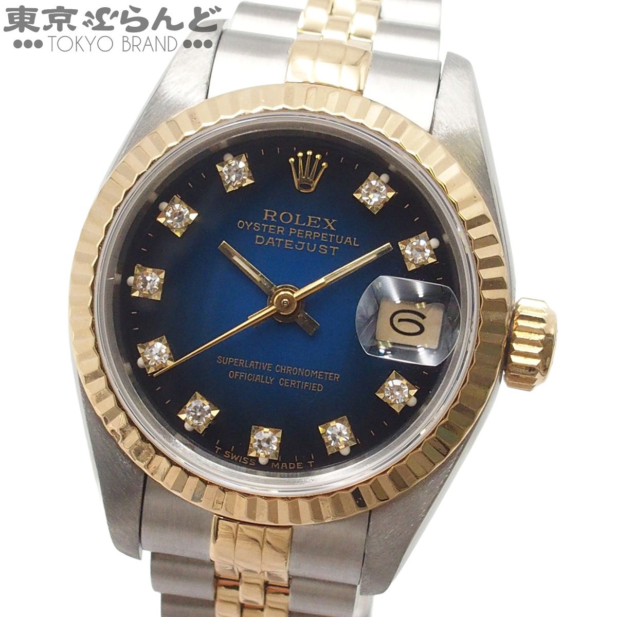 ロレックス ROLEX デイトジャスト 10PD ジュビリーブレス X番 69173G ブルーグラデーション K18YG SS ダイヤモンド 腕時計 レディース 自動巻 仕上済 101858823