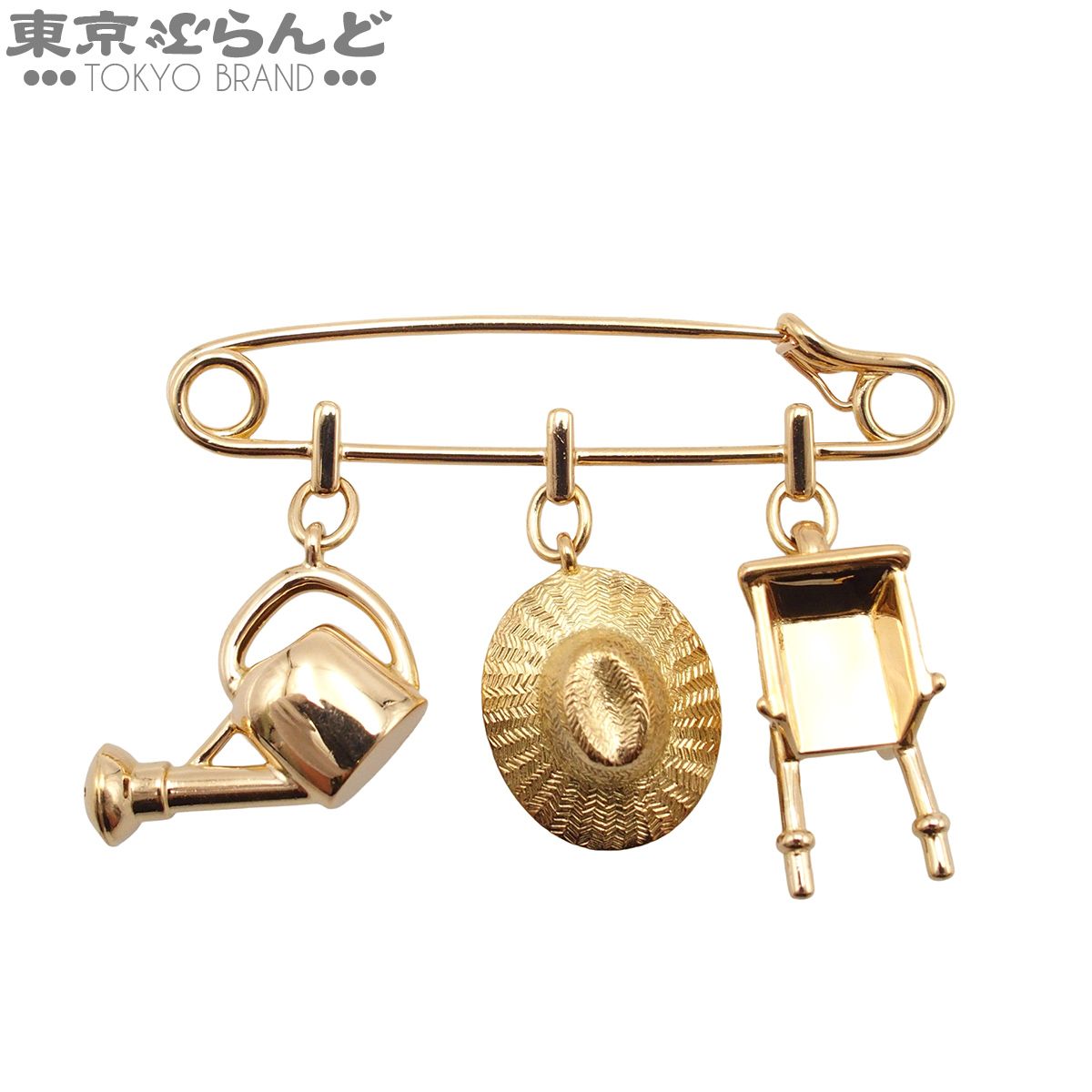 カルティエ CARTIER ブローチ イエローゴールド K18YG ガーデンモチーフ 帽子 ジョーロ 荷車 レディース メーカー仕上済 101869746