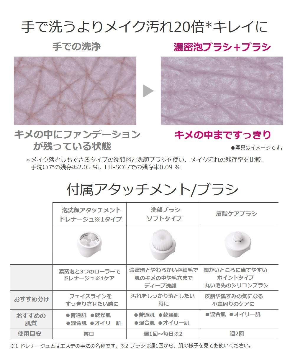パナソニック 美容器 濃密泡エステ ピンク調 EH-SC67-P [単品]
