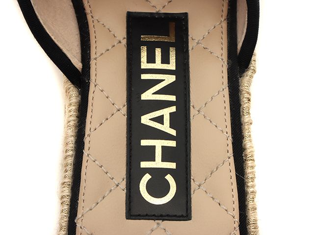 CHANEL シャネル 靴 エスパドリーユスリッパサンダル 37 ベージュ