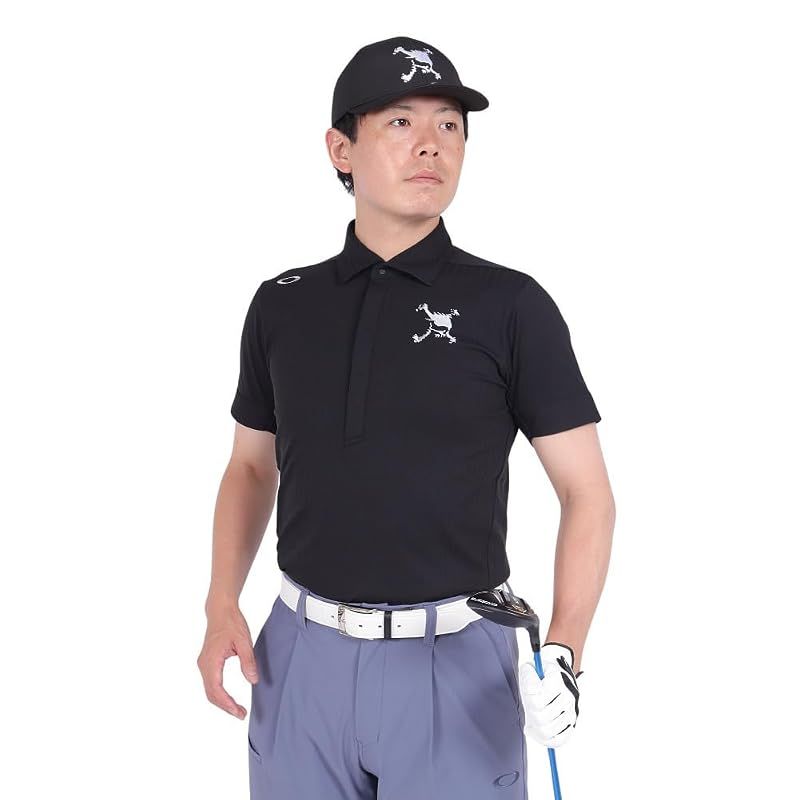 【新品】 Oakley (オークリー) シャツ FOA406914 SKULL SLEEK STRIPE SHIRT US S サイズ (日本 M サイズ相当) BLACKOUT 吸汗速乾 ワイド ベンチレーション