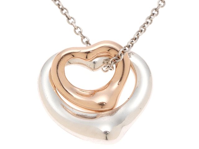 TIFFANY&Co. ティファニー ジュエリー ダブルオープンハートNC/SV/PG/4.4g 貴金属･宝石 ネックレス シルバー925 SV925【中古】431