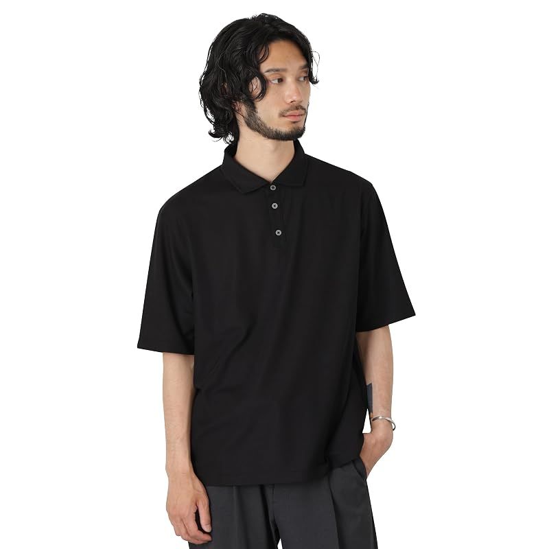 【新品】 [ナノ・ユニバース] スタンダードカノコポロシャツ 半袖 メンズ M 010 ブラック 672-6124220