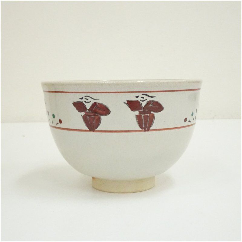 赤膚焼　武田高明造　奈良絵茶碗（共箱） 茶道 抹茶 おしゃれ 抹茶茶碗 抹茶碗 和食器 レトロ 茶器 骨董 茶わん 茶会 茶の湯｜詳細画像