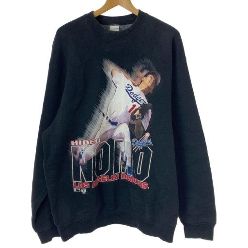 【中古】　GILDAN　スウェット　90s vintage　90年代　OLD　長袖　トレーナー　トップス　クルーネック　裏起毛　野茂英雄　プリント　USA製　オーバーサイズ　古着　/1952