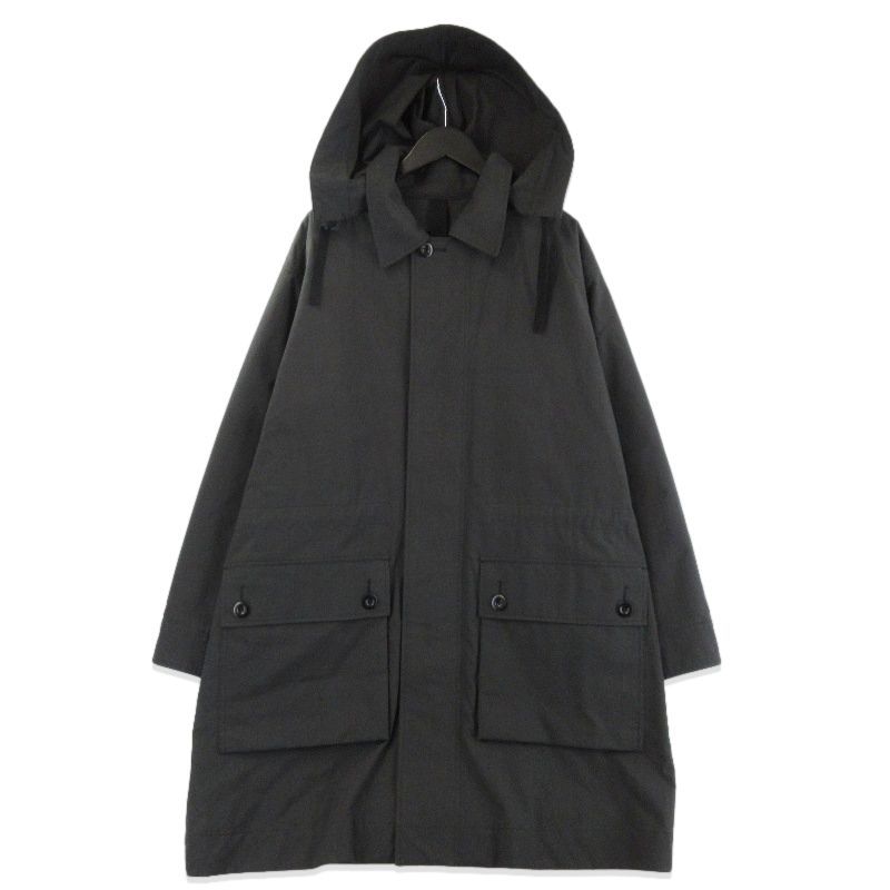 MHL. エムエイチエル BRUSHED COTTON CANVAS COAT 596-5210201 ナイロンフーデッドジャケット コート ブラック 黒 L 71016022 MHL. エムエイチエル BRUSHED COTTON CANVAS COAT 596-5210201
