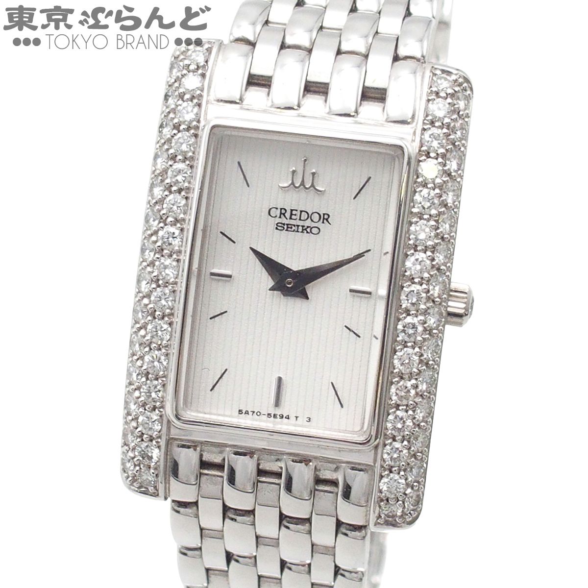 セイコー SEIKO クレドール 5A70-3C70 GTWE975 ホワイト K18WG ダイヤモンド 腕時計 レディース QZ 101852231