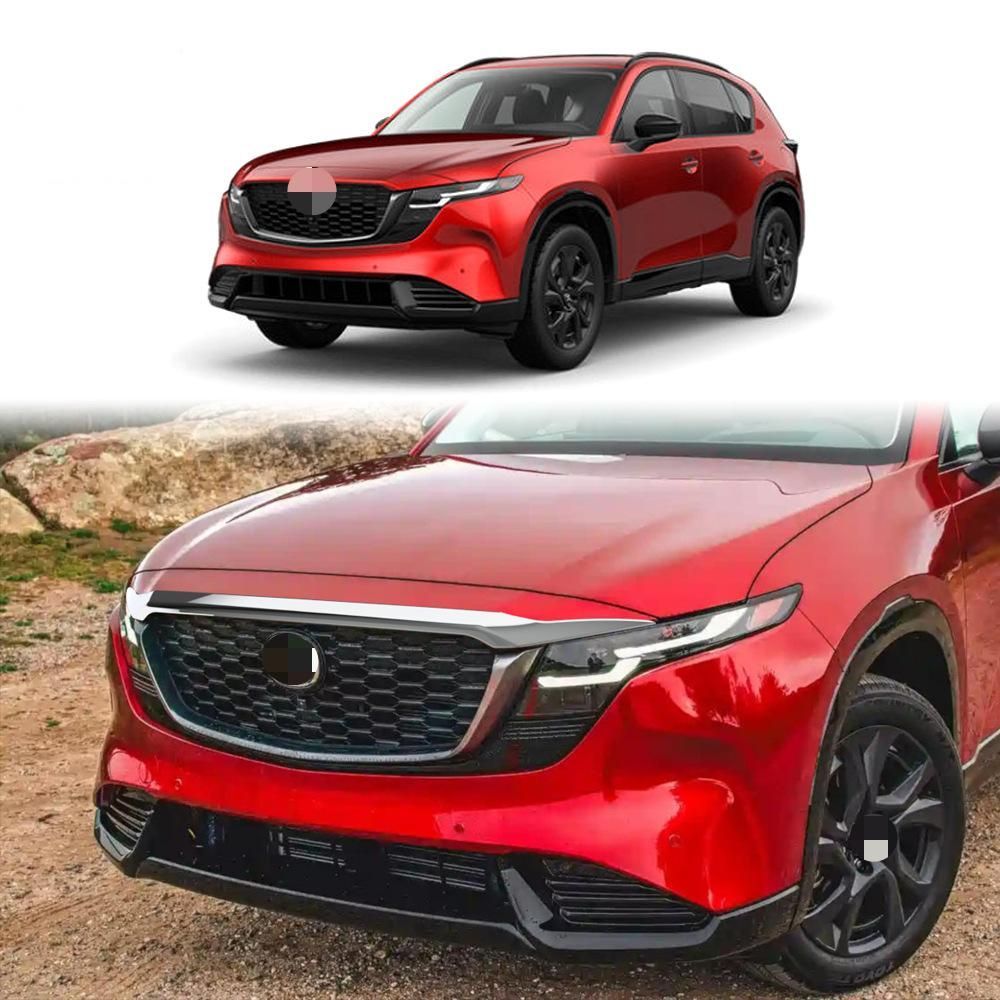 【送料無料】マツダCX-5（26年モデル）専用フロントグリルガーニッシュ1枚入りボンネット先端またはグリル上部装着 ドレスアップパーツ ABS製 ピアノブラック/鏡面クロム 2色展開 フロントマスクをシャープに衝突傷防止 高級感アップ 簡単装着 フィット感抜群