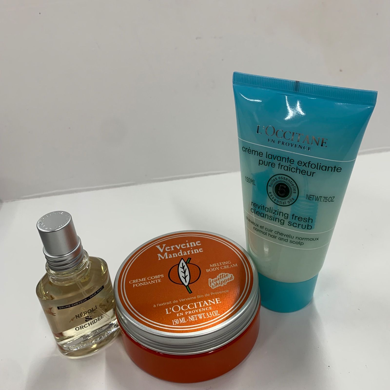 D3959 LOCCITANE ロクシタン MAV メルティボディクリーム 150ml／ファイブハーブス ピュアフレッシュネスディープクレンジングケア 150ml／NO フレグランスヘアミスト 30ml 計3点セット