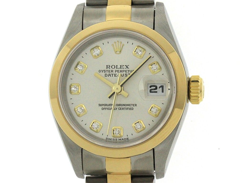 ROLEX ロレックス デイトジャスト26 69163G 腕時計 ステンレススチール/K18イエローゴールド 10Pダイヤモンドシルバー文字盤 自動巻き レディース【中古】【472】SJ