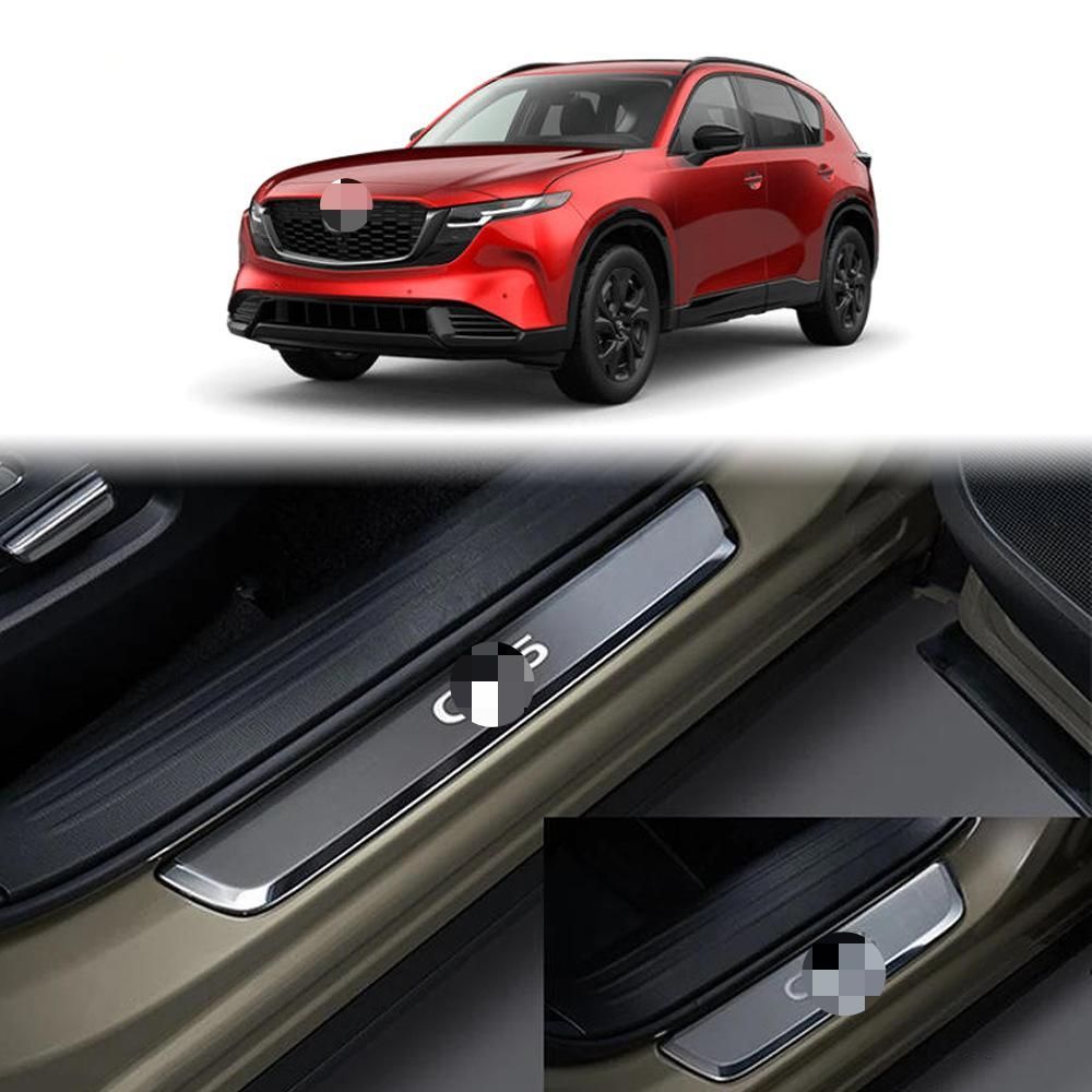 【送料無料】マツダCX-5（26年モデル）専用LEDイルミネーションステッププレート4枚セット ドア開閉時に発光インテリアドレスアップ ステンレス製高級感アップエントランスランプ機能付き 耐摩耗性抜群 傷防止 簡単装着 フィット感抜群車内をスタイリッシュに演出