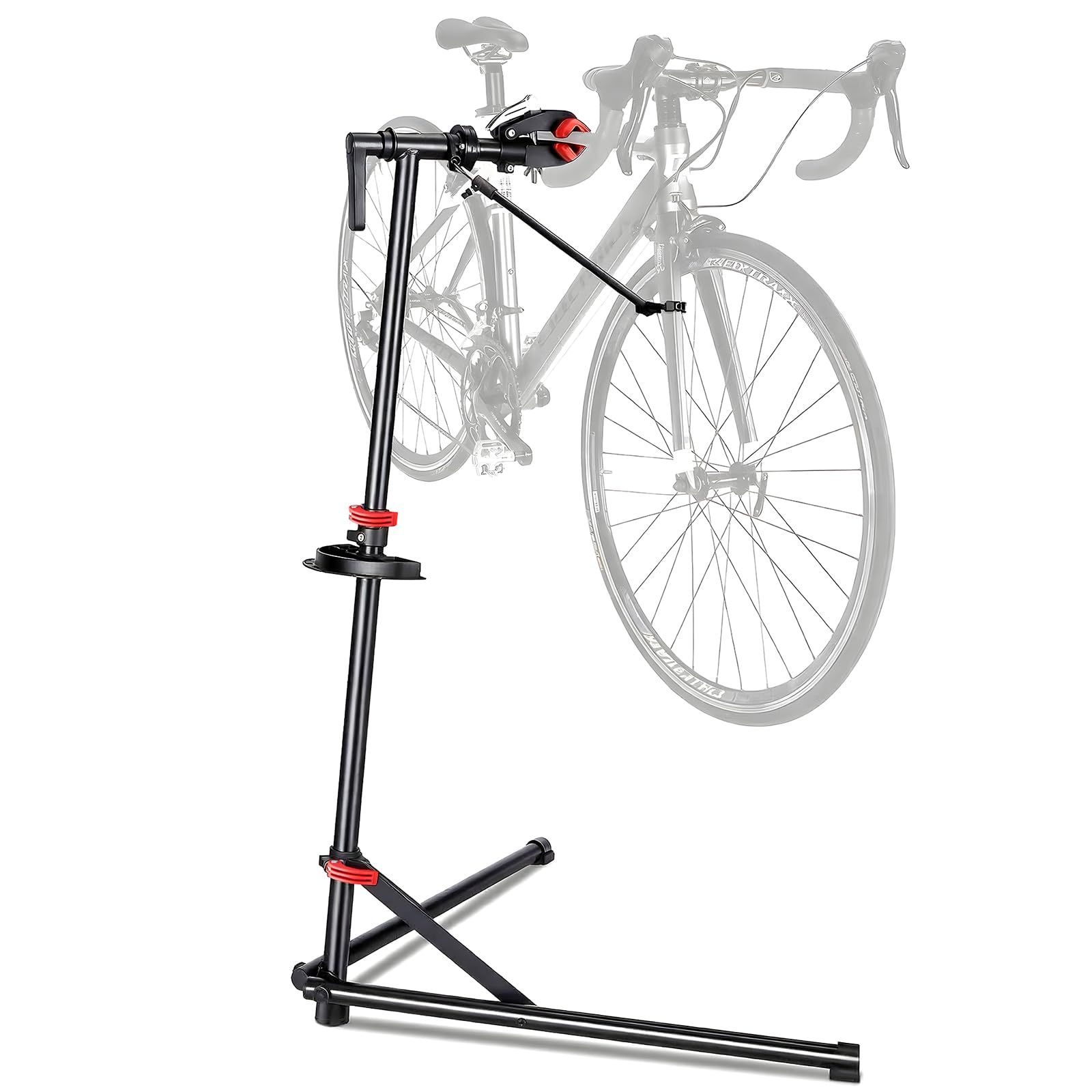 【新品】自転車 メンテナンススタンド ロードバイク ワークスタンド スチール製 防錆 耐腐食性 自転車 作業スタンド 折りたたみ 転倒防止 タイヤ交換用 清掃用 工具トレー＆ハンドル固定バー付き 自転車スタンド 高さ・角度無段階調節 耐荷重3 bb2c875b