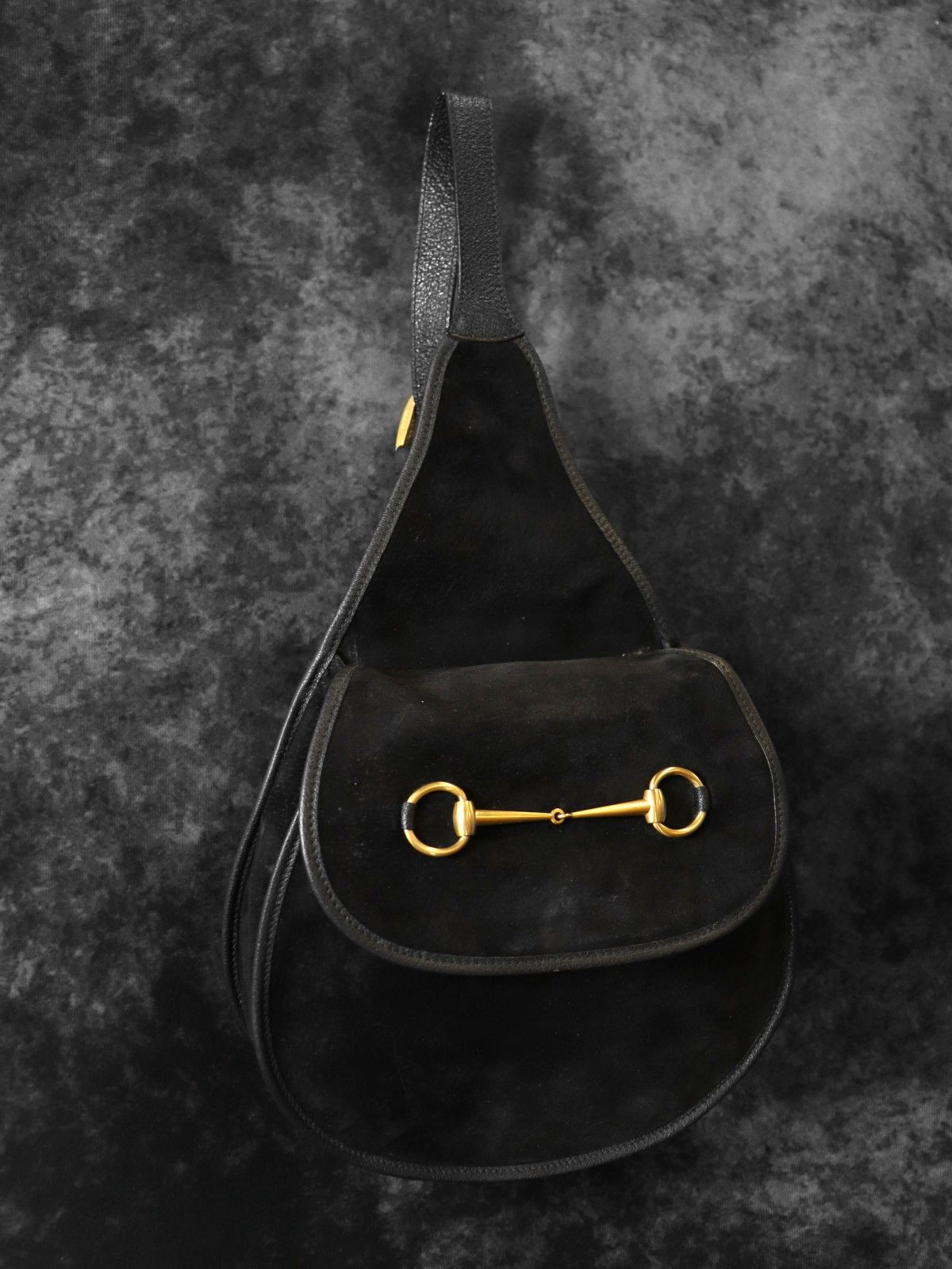 GUCCI グッチ 003 2113 0034 ホースビット ボディバッグ ショルダーバッグ スウェード レザー ブラック ヴィンテージ
