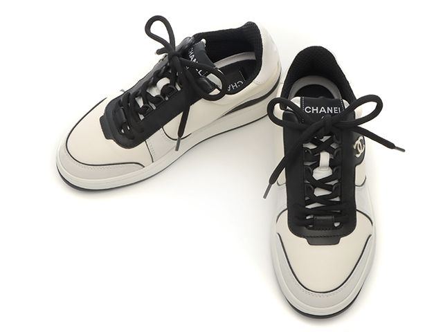 CHANEL シャネル 靴 スニーカー くつ G45212 スウェット/レザー ホワイト 【中古】
