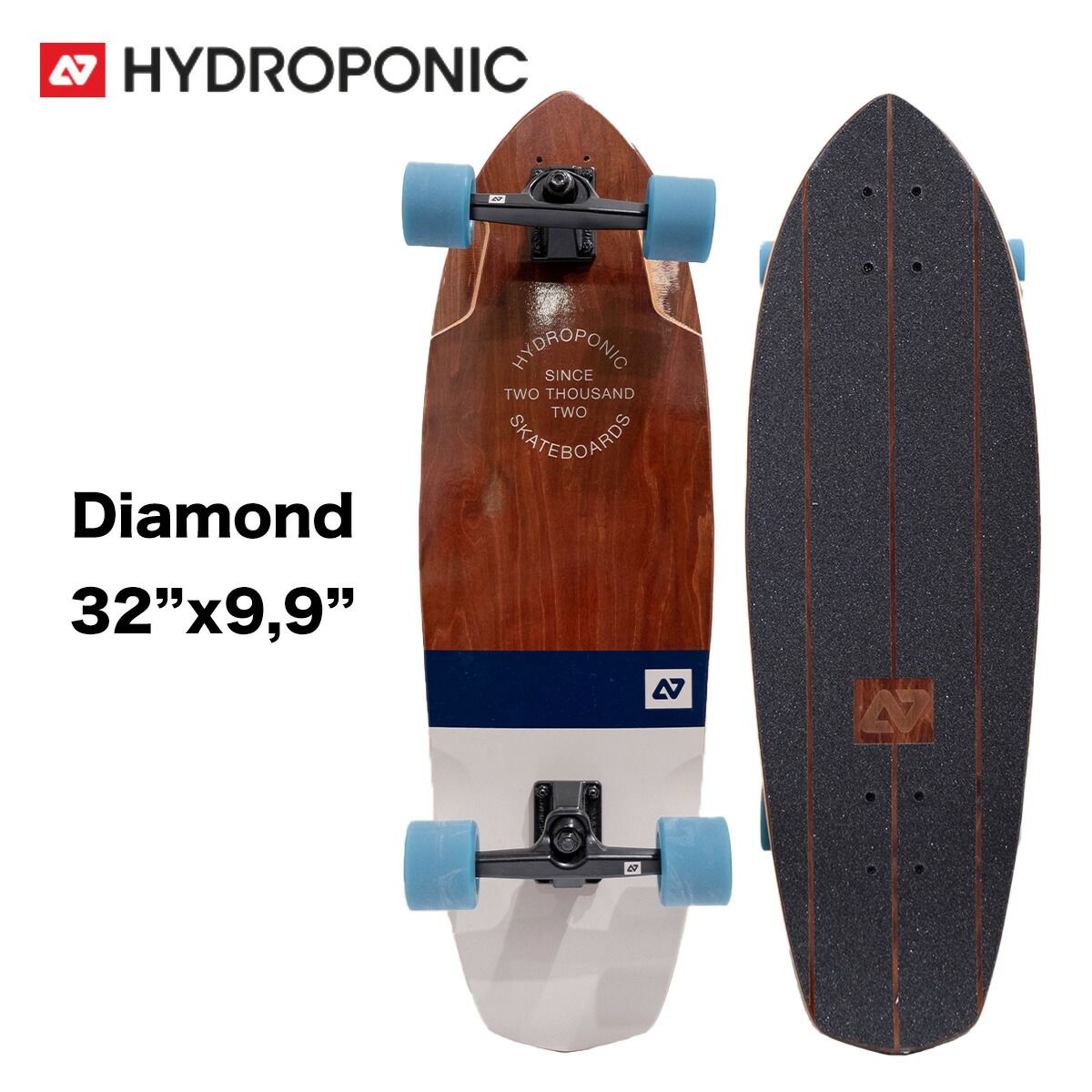 スケートボード ハイドロポニック Hydroponic コンプリート Surfskate Complete Diamond 32インチ Vintage Brown スケボー クルーザー サーフスケート スペアブッシュゴム ハイドロフォニック L0129-1