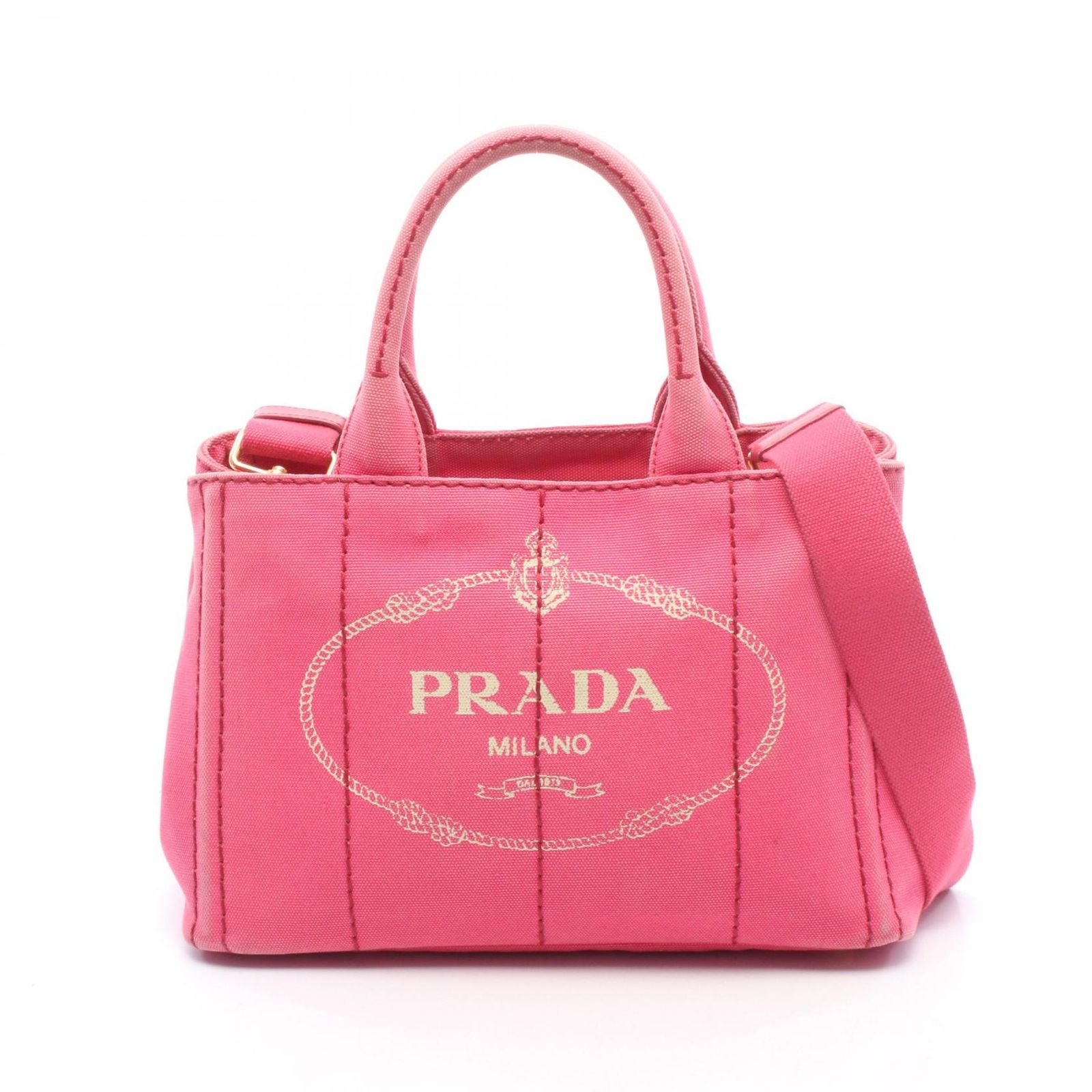 プラダ PRADA トートバッグ CANAPA カナパ ミニ 2WAY BN2439 ピンク キャンバス カナパ2wayトート レディース Used B