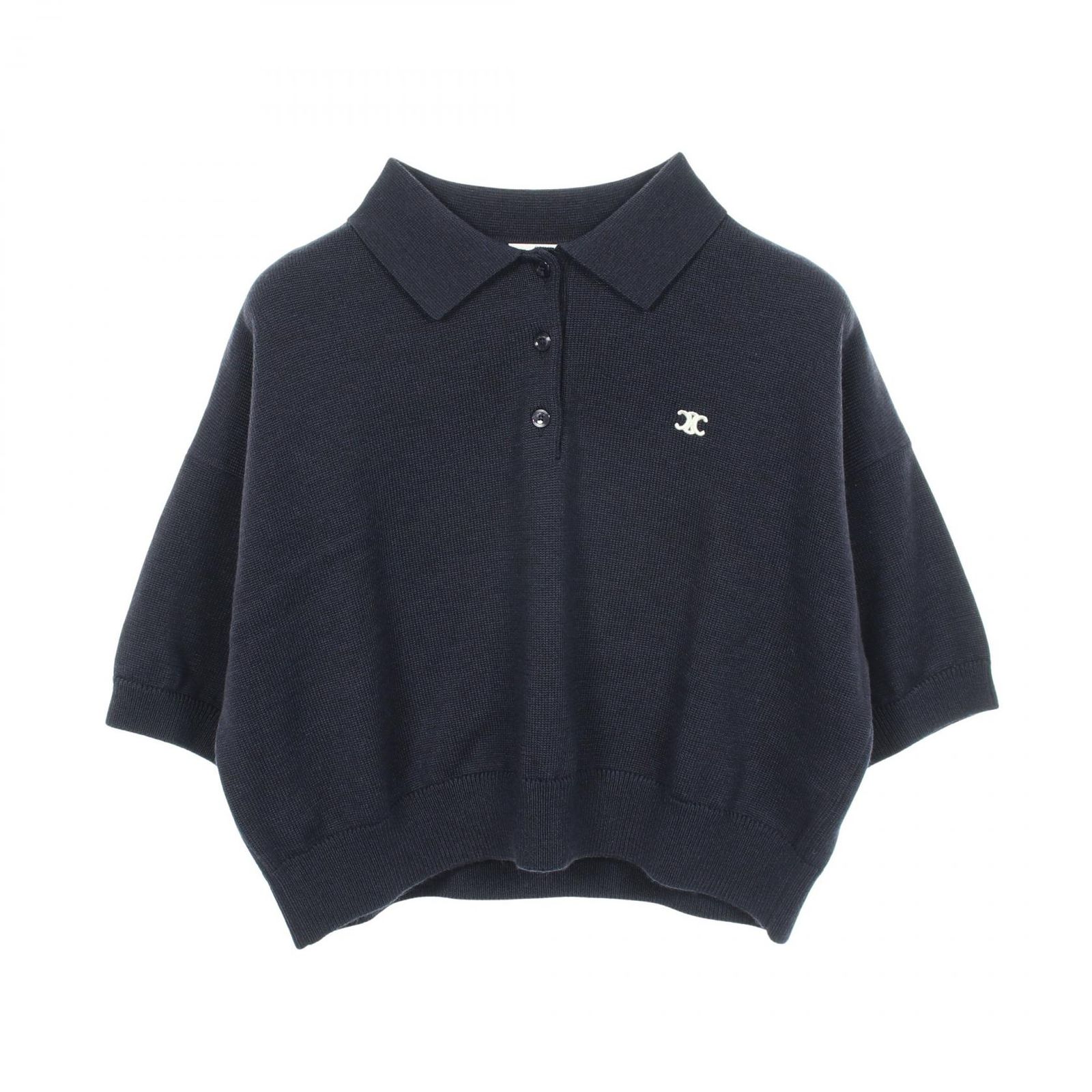 セリーヌ CELINE ポロシャツ トリオンフ クロップド ニット ウール ニット レディース Used A