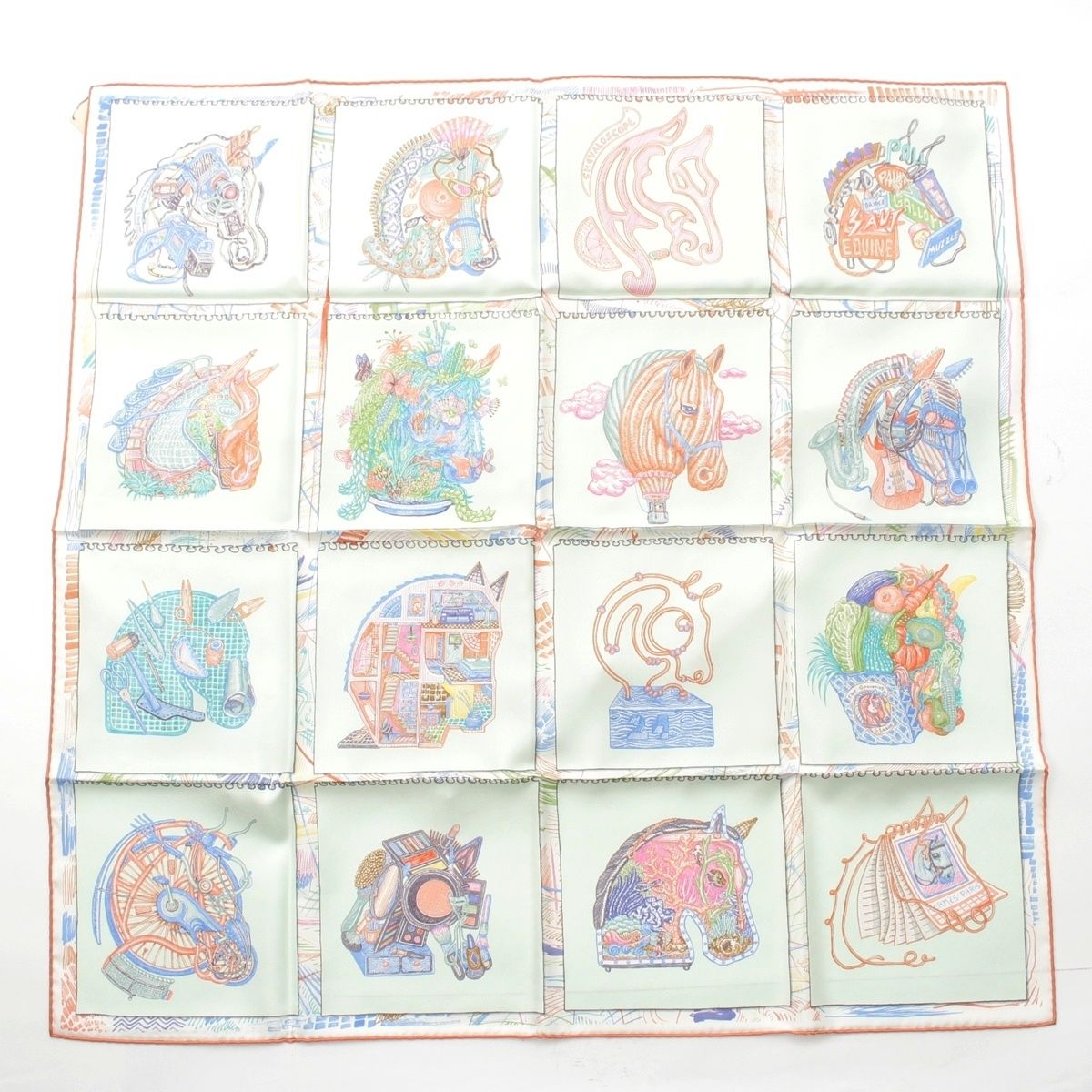 エルメス カレ90 シルク Chevaloscope シュヴァロスコープ スカーフ マルチカラー【中古】