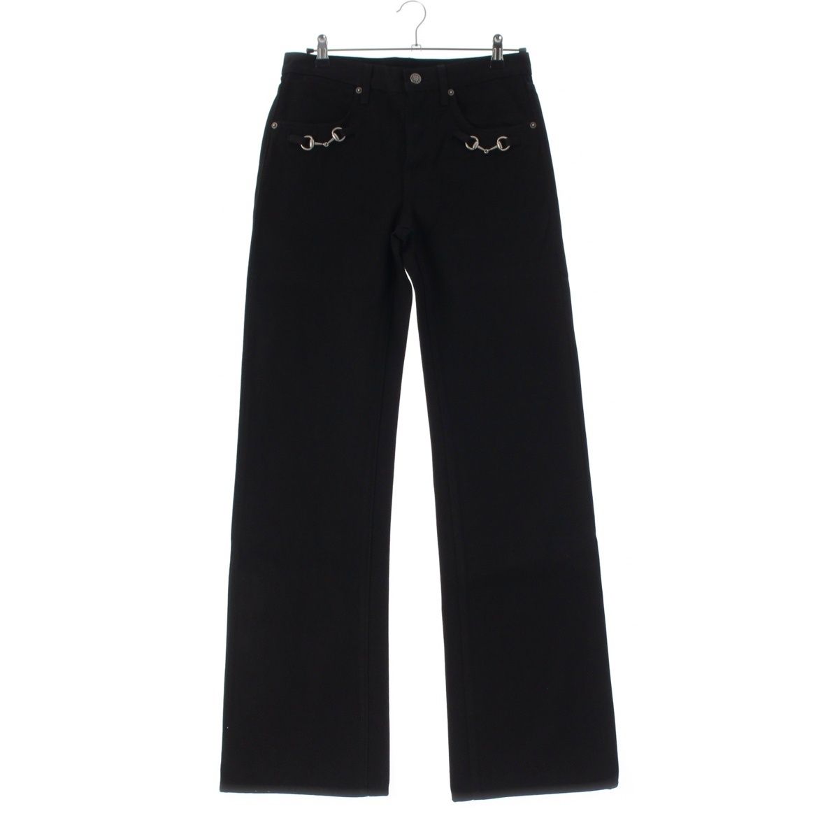 グッチ 26SS コットン by DEMNA GVASALIA ホースビットディテール ボタンフライ デニム デニムパンツ 860844 ブラック 30【中古】