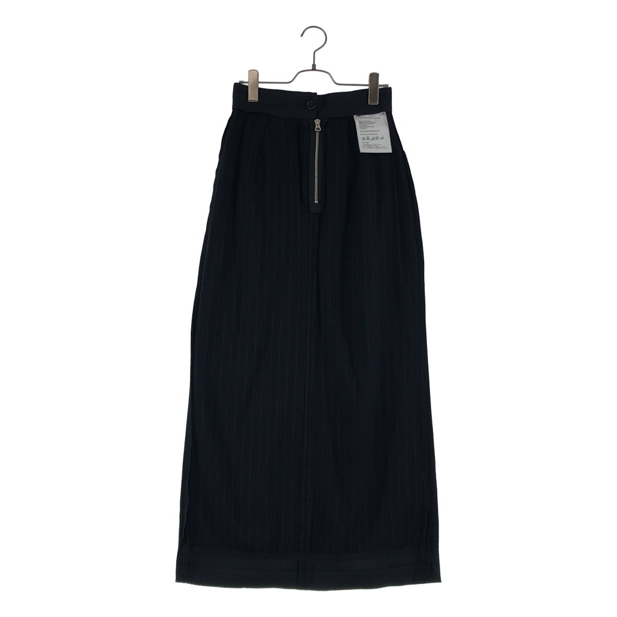 【美品】 MM6 Maison Margiela / エムエムシックスメゾンマルジェラ | 2021AW | Wool Blend Inside-Out Design インサイドアウト ストライプ タイト スカート | 38 | ブラック | レディース