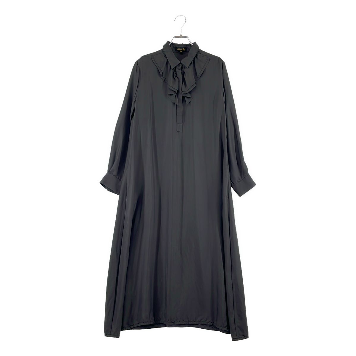 【美品】 Drawer / ドゥロワー | WINTER1 / シルクフリルワンピース | 36 | チャコール | レディース