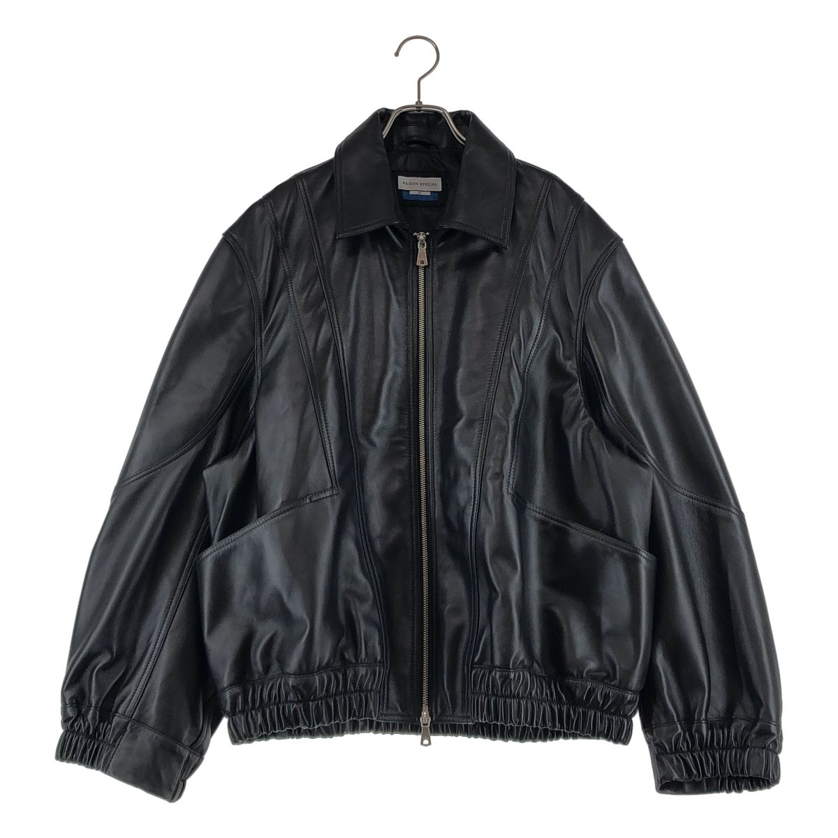 【美品】 Maison Special / メゾンスペシャル | Sheep Leather Single Collard Blouson シープレザーシングルカラーブルゾン ジャケット | 2 | ブラック | メンズ