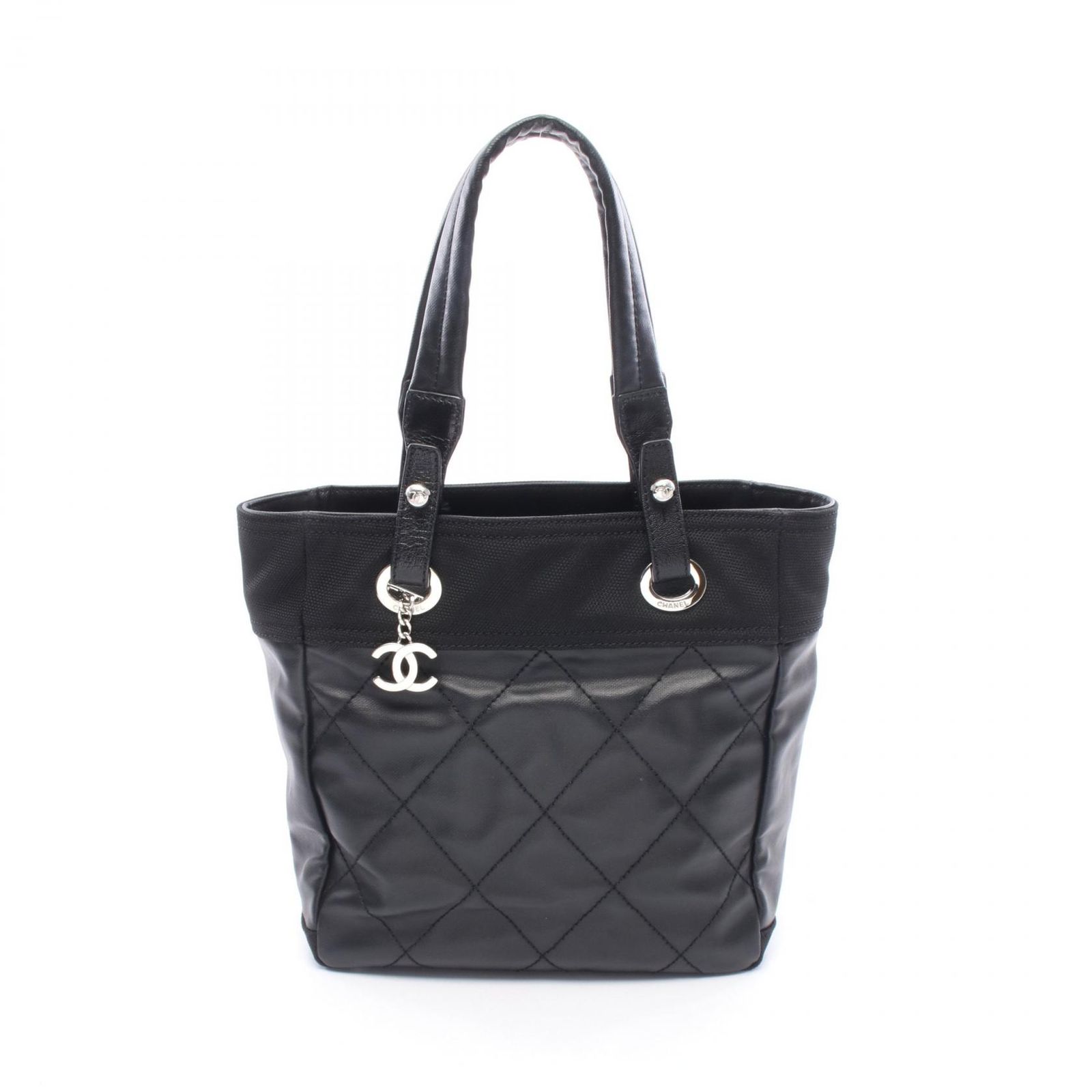 シャネル CHANEL トートバッグ パリビアリッツPM A34208 ブラック PVCコーティングキャンバス レザー パリビアリッツ トートPM レディース Used A
