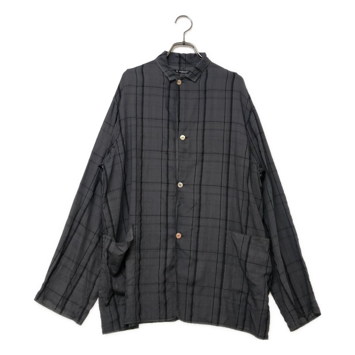 【美品】 MAATEE&SONS / マーティー&サンズ | 2026SS | 折って折ってJACKET HWOOL CECK チェック シャツジャケット | 3 | グレー | メンズ