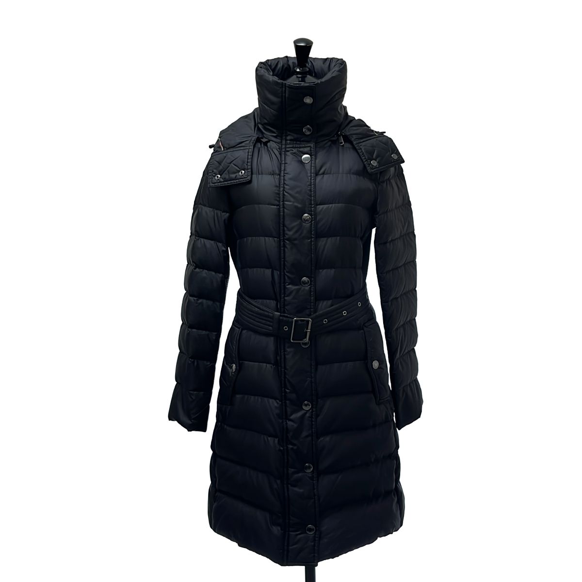 Burberry / バーバリー | ノバチェック裏地 ロングダウンコート | 38 | ブラック | レディース