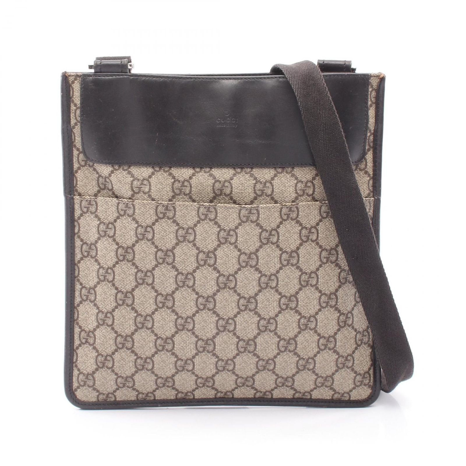 グッチ GUCCI ショルダーバッグ GGスプリーム 27639 ベージュ/ダークブラウン PVCコーティングキャンバス レザー GGスプリーム ショルダー レディース Used B