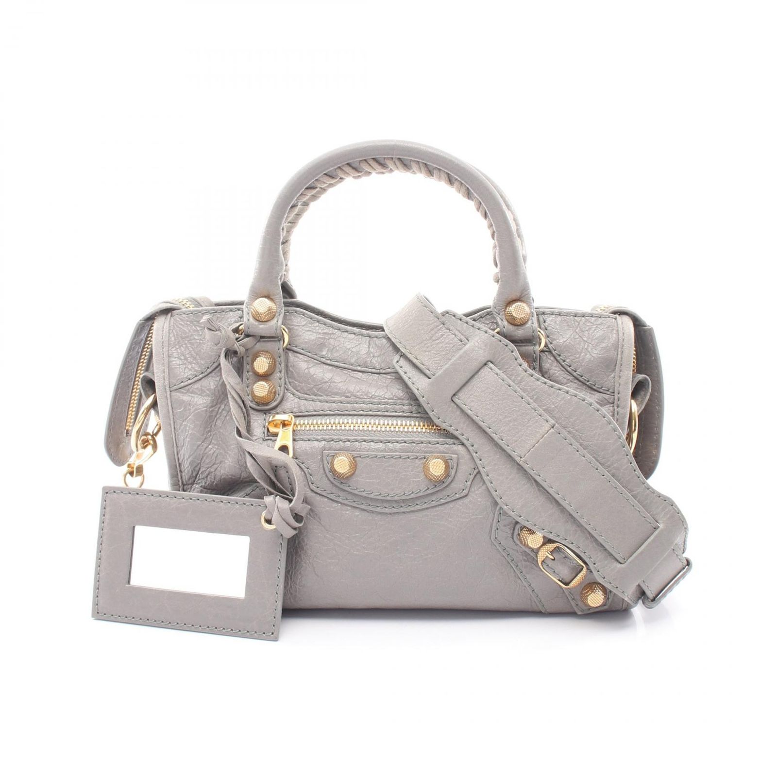 バレンシアガ BALENCIAGA ハンドバッグ ジャイアント ミニシティ 2WAY 309544 グレー レザー ジャイアント ミニ シティ レディース Used B