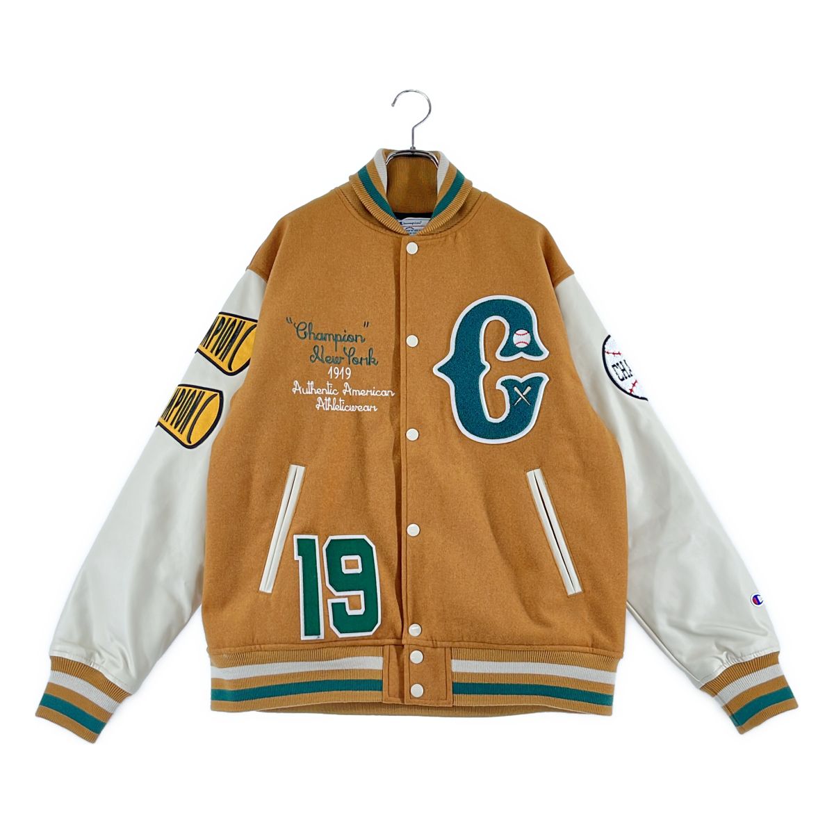 【美品】 CHAMPION / チャンピオン | VARCITY JACKET / ヴァーシティ ジャケット ブルゾン | M | キャメル | メンズ