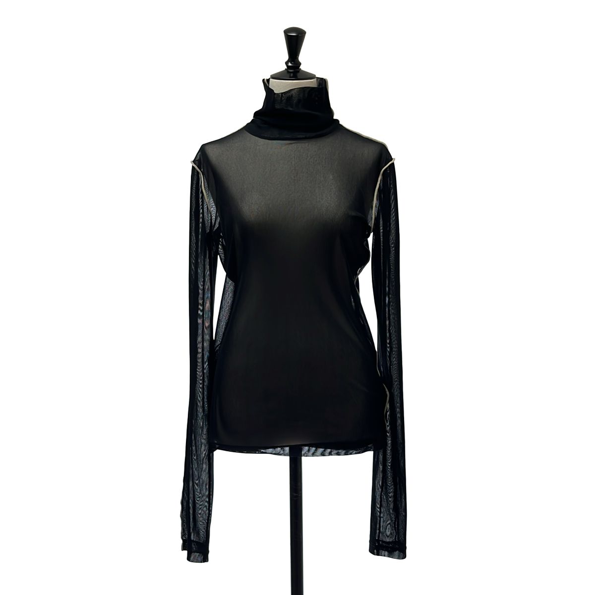 HELMUT LANG / ヘルムートラング | パイピングサイドライン ハイネック トップス | M | ブラック | レディース