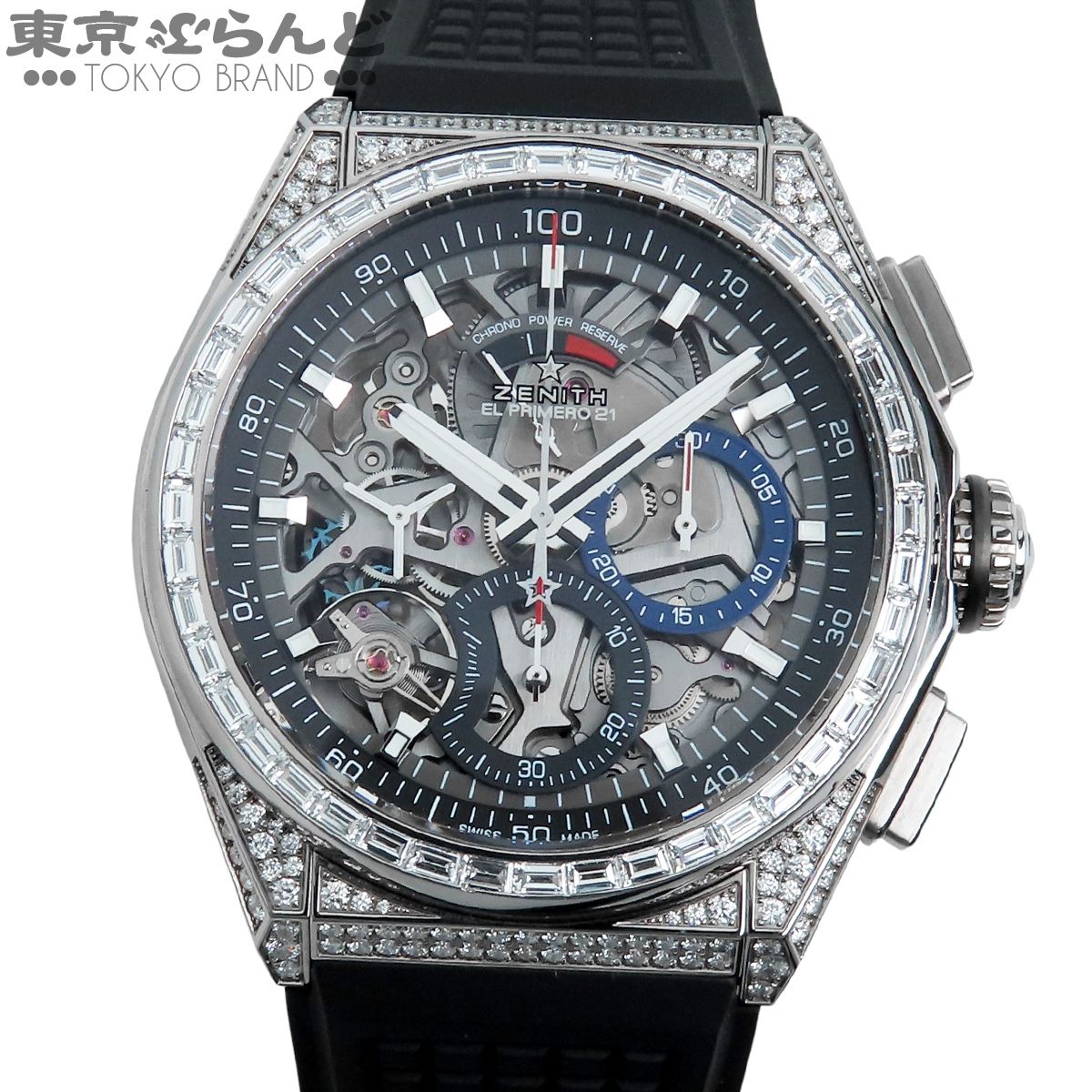 ゼニス ZENITH デファイエルプリメロ21 32.9000.9004/78.R582 スケルトン チタン ダイヤモンド ラバー 箱・保証書付き 腕時計 メンズ 自動巻 25XM 101839856